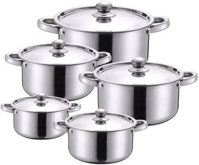 5pcs Cookware Set Stainless Steel Pot Set Soup Pot Cooking Induction Cooker Milk Noodles Stew Pot Kitchen Casserole