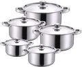 5pcs Cookware Set Stainless Steel Pot Set Soup Pot Cooking Induction Cooker Milk Noodles Stew Pot Kitchen Casserole