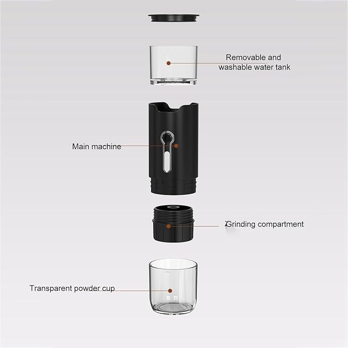 Rechargeable Mini Coffee Machine Portable Electric USB 15 Bar Pressure Coffee Maker Wireless Brewer for Home Office &amp Travel Black (#3)