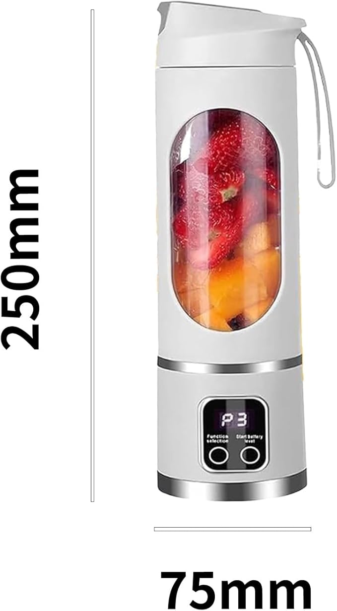 Digital Display Juicer 450ml Portable Digital Display Juicer With 12 Stainless Steel Blades For Smoothies Liquid Diet(#02)