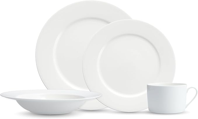 Fortessa Classic Porcelain 16 Piece Dinnerware Set Service for 4 White