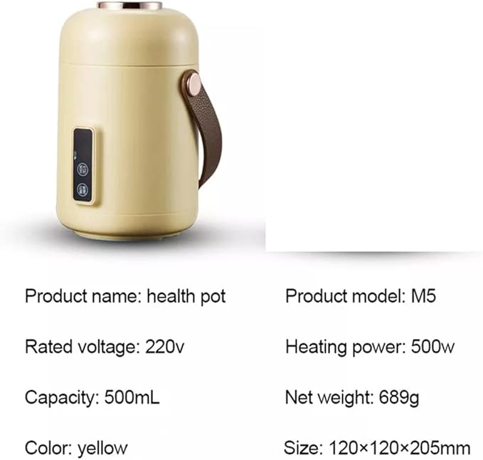 500ml Rice Cooker Travel Kettle Slow Cooker Portable Stew Pot Multi-purpose Pot Cooking Cup 1