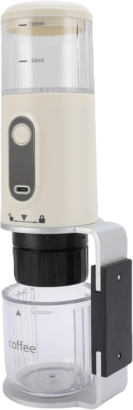 EBTOOLS Portable Coffee Maker Pressure Espresso Machine with 2500mAh Battery and Type C Charging Compatible with Coffee Capsules and Grounds for Travel Camping Hiking Office Car (White)