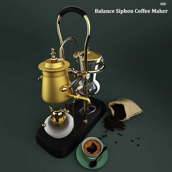 Siphon Coffee Maker Belgian Luxury Royal Coffee Maker Balance Siphon Coffee Maker for Home Office |Gold