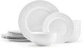 12-Piece Dinnerware Set Embossed Porcelain Plate Dessert Bowl Mug Dinner Plates