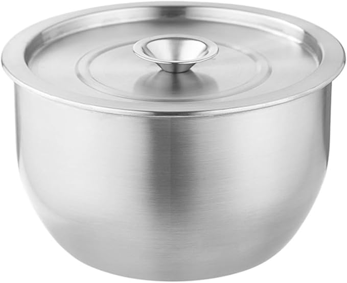 304 Stainless Steel Egg Beater Bowl Deepened Splash Proof Straight Edge Basin Baking Cake Whipped Cream Bowl(5500ml with lid)