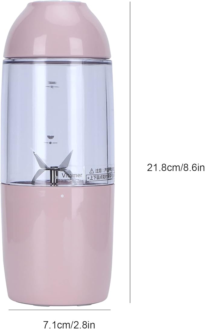 Portable Electric Blender Handheld Juicer with 4 Blades 20000RPM 380ml USB Charging 4000mAh Battery Power for Smoothies Ice Crushing