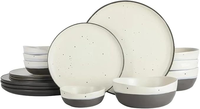 Plates and Bowls 16pcs Dinnerware Set ClassicCeramic Round Bowl Service for 4