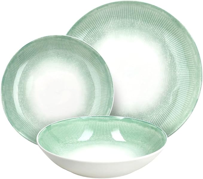 Moon Grass 18-Piece Porcelain Dinner Plates Dinnerware Set for 6 People