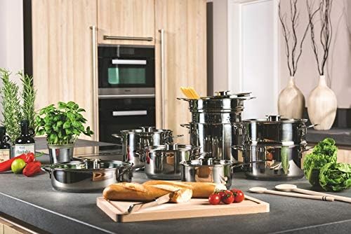 MEPRA Gourmet Kitchen Cookware Set - 8 Pcs. Stainless Steel Spaghetti Pot for Induction Halogen Electric Hobs Silver (30150008)
