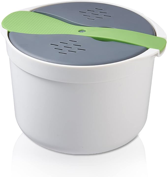 2L Microwave Rice CookerMicrowave Cookware with Lid and Strainer Food Grade PP Microwave Rice Steamer Cooker Microwave Rice Maker Easy To Use (green) Microwavable Rice Cooker Microwave