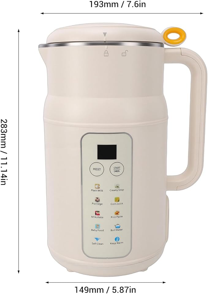 TOPINCN Nut Milk Maker Machine1200ml Capacity Automatic Nut Milk Blender with Quiet Crushing Smart Timing Design Multifunctional Cooking Blender for Home Use (US Plug 110V)