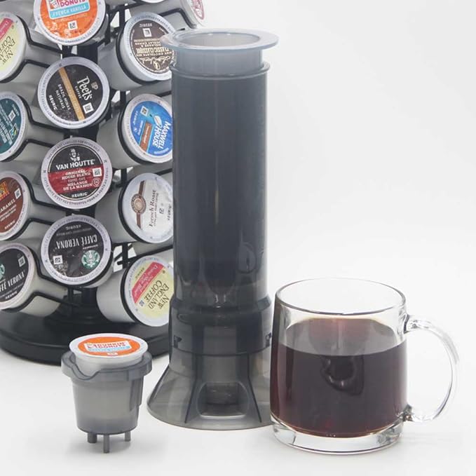 Portable Travel Coffee Maker Press Camping Coffee Press Travel K Cup Coffee Maker - Instantly Makes Delicious Coffee Compatible with K Cups and Ground Coffee 4~12 OZ One Shot