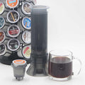 Portable Travel Coffee Maker Press Camping Coffee Press Travel K Cup Coffee Maker - Instantly Makes Delicious Coffee Compatible with K Cups and Ground Coffee 4~12 OZ One Shot