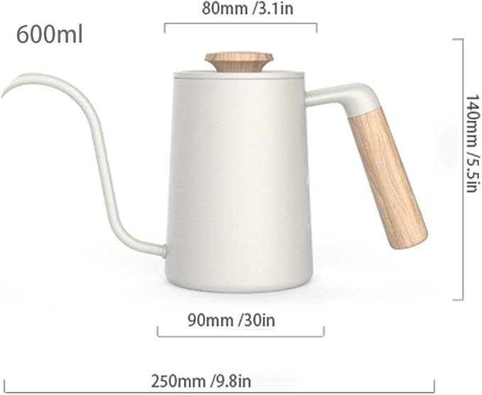 Liudan Coffee Maker Fine Coffee Pot Handmade Coffee Pot Initial Watering Can 304 Stainless Steel Household Coffee Pot Morning Mist White 600ml Coffee Presses (Color : White)