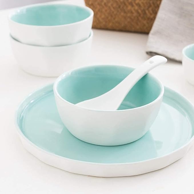 Ceramics Dinner Set Kitchen and Dining Service Fine Porcelain Kitchen Dinnerware Set Dinner Salad Appitizer Dessert Plate Bowls Plates and Bowls Set for Picnic RV Use Creativity Villa Table Decor