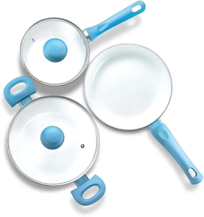 Prestige Deluxe Ceramic Cookware 3 Piece Set with Induction Base