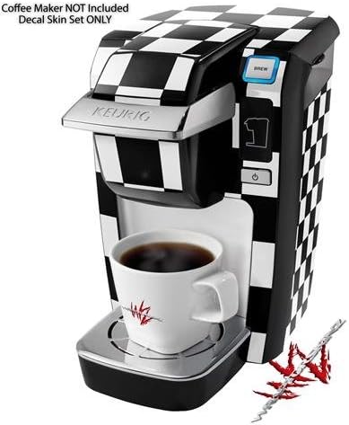 Decal Style Vinyl Skin compatible with Keurig K10 / K15 Mini Plus Coffee Makers Checkers White (COFFEE MAKER NOT INCLUDED)