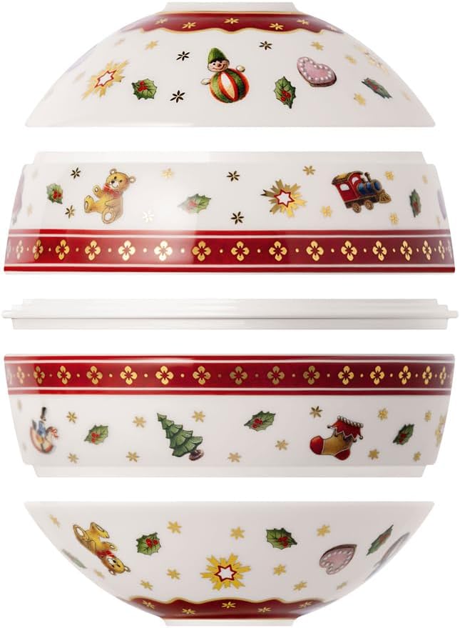 Villeroy &amp Boch Toy's Delight and Iconic Collection La Petite Boule Porcelain Appetizer Set Christmas Tableware Bowl Set 5 Pieces 5.5 in Dishwasher-Safe Multicolored