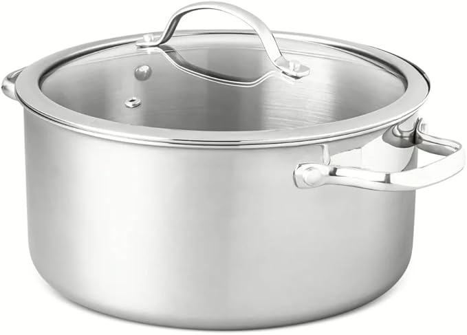 16-Piece Tri-Ply Nonstick Cookware and Utensil Set Even-Heating Pots Pans &amp Kitchen Tools Metal Utensil Safe Stainless Steel Handles Silver