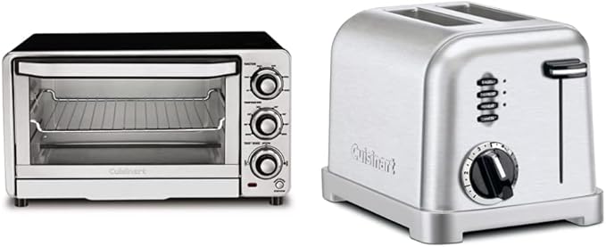 Cuisinart TOB-40N Custom Classic Toaster Oven Broiler 17 Inch Black &amp CPT-160 Metal Classic 2-Slice Toaster Brushed Stainless