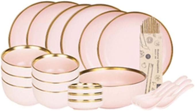 28 Pieces for 6 People Ceramic Pink Penh Dinner Set Matte Porcelain Tableware Housewarming Gift