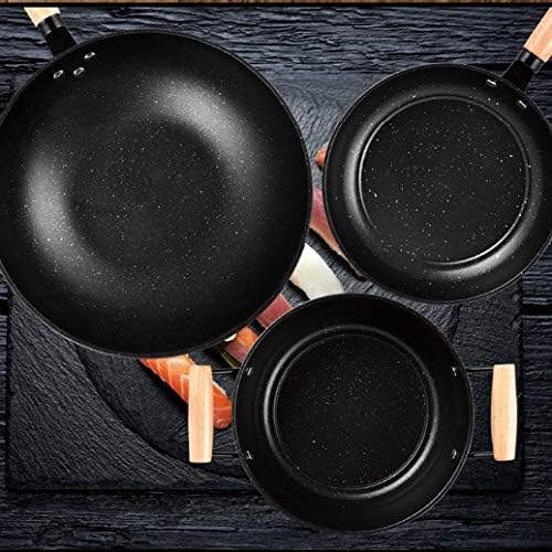 Three-Piece Cookware Set Wok Frying Pan Soup Pot Gift Flat-Bottomed Non-Stick Smokeless Iron Pan