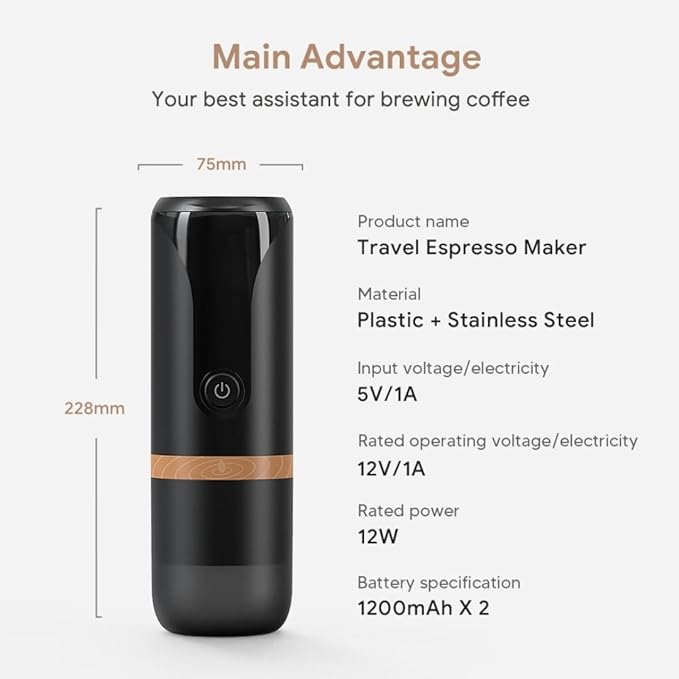 Travel Coffee Maker Portable - Single Serve for On-the-Go Espresso Compatible with Nespresso Capsules &amp Ground Coffee Machine Single Cup Coffee Makers Cafeteras Electricas Modernas