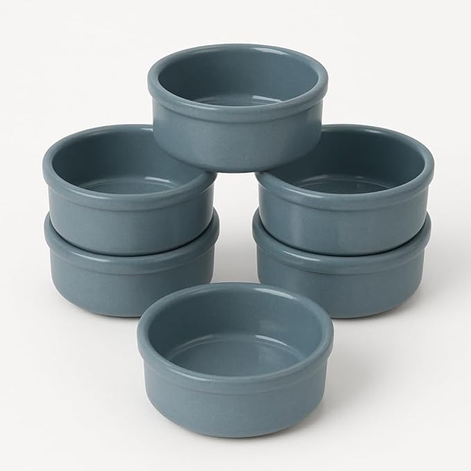 Areste Mexican Clay Cookware Set of 6 – Full Light Blue Terracotta Pots Bowls Plates &amp Serving Dishes – Spanish Earthenware for Baking Yogurt Kheer Meat Vegetables – Cazuelas Mexicana