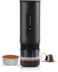 Portable Electric Espresso Machine Travel Coffee Maker Portable Electric Coffee Grinder with USB-C with Ground Coffee NS Capsule 2000mAh Battery for RV Hiking Office(黒)
