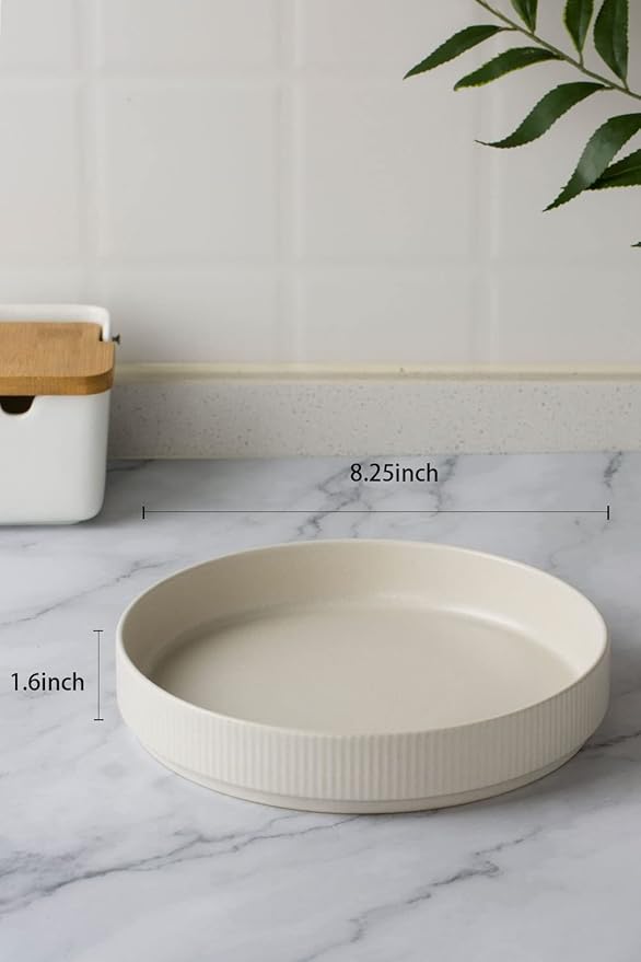 famiware 8.25 Paste Bowl Set (4 Piece) and 10 Dinner Plates for 6 - Matte White
