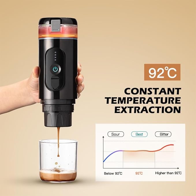 HURRISE Portable Electric Coffee Maker Travel Portable Espresso Machine 12V Car Coffee Maker Camp Coffee Maker for NS Capsules Hiking Office (White)
