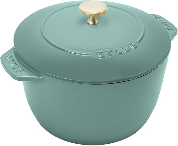 staub La Cocotte de GOHAN Z1027-782 La Cocotte de Gohan Eucalyptus L 7.9 inches (20 cm) Rice Pot 3 Pieces Cast Iron Pot Induction Compatible Japanese Authentic Product with Serial Number