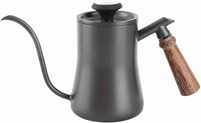 550ml Gooseneck Coffee Kettle Pour Over Coffee Maker with Thermometer Stainless Steel Leakproof Rustproof Kettle Ideal for Home Baristas &amp Enthusiasts (Black (thermometer model))