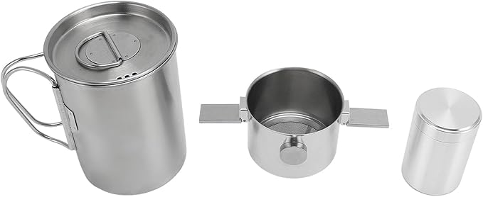 Stainless Steel Pour Over Coffee Maker Set Paperless Camping Coffee Maker with Filter and Powder Jar Foldable Travel Pour Over Coffee Cup for Outdoor Office Home
