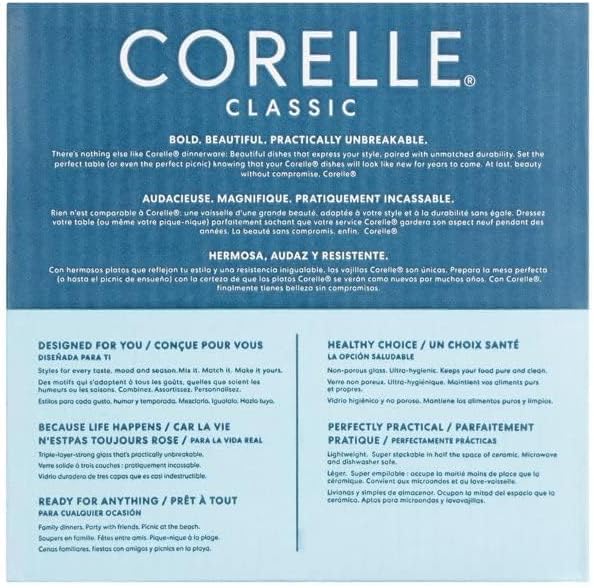 Corelle Lia 12-Piece Chips &amp Cracks Resistant Dinnerware Set Service for 4 Bluewhite