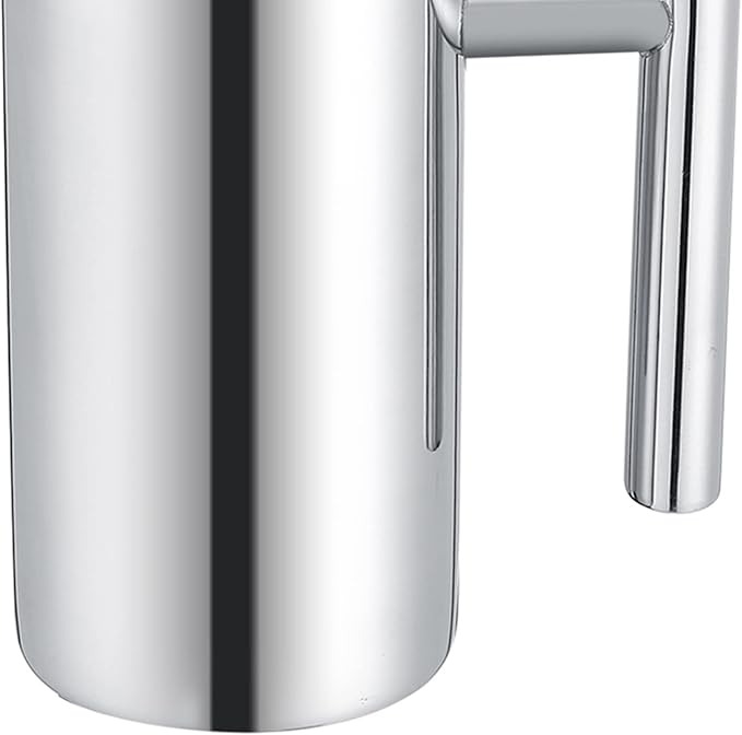 350ML French Press Coffee Maker Stainless Steel Tea Pot with Double Wall Insulated for Hot Coffee and Tea Cool Touch Handle for Pouring Mirror