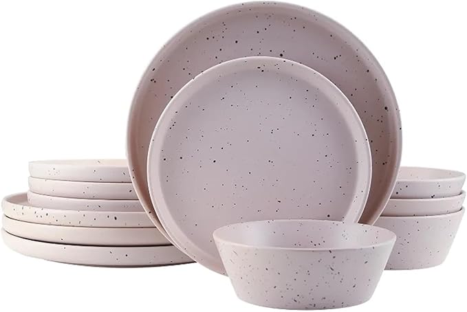 12-Piece Round Dinnerware Set Dishes and Plates Sets Dinner