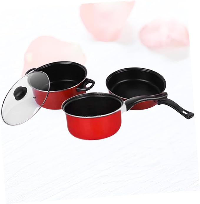 3pcs Non-Stick Frying Pan Soup Pot and Milk Pan Set Multifunctional Kitchen Cookware for Home Cooking Dishwasher Safe Induction Compatible