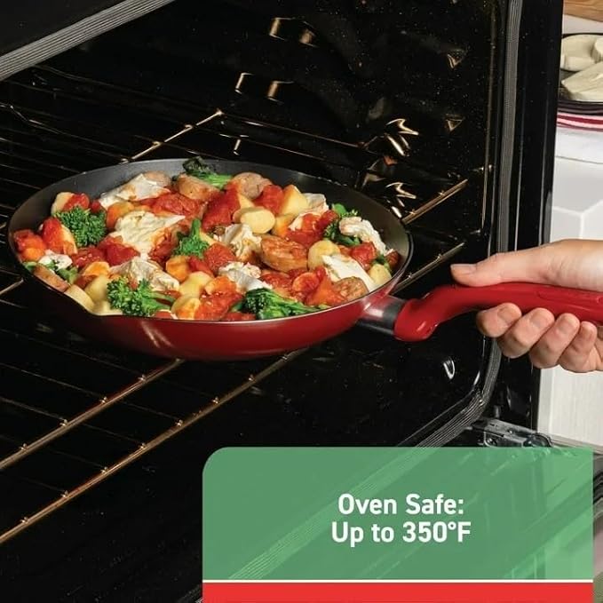 20-Piece Non-Stick Cookware Set with Thermo-Spot Heat Indicator - Red | Durable Easy-Clean Kitchen Essentials