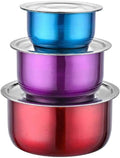 Stainless Steel Pot Cookware Sets 3pcs / Conditioning Colorful Cooking Basin Set Home Wash Kitchen Bar Supplies(D)