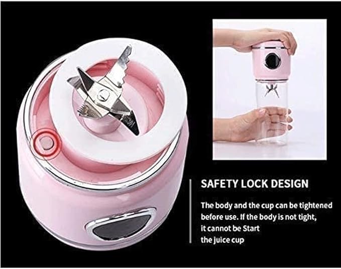 Portable Blender USB Rchargeable Fruit Mixer Machine Personal Size Blenders Moothies And Shakes with 2 Juicer Cup Glass (Color : Pink)