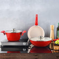 3 Piece Cookware Set Non Stick – InductionStock PotFrying PanWokSturdy HandleChemical-Free Kitchen SetsGas and Electric HobsEasy to Clean Large Pan