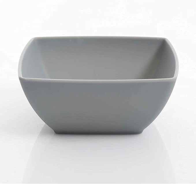 Gibson 99897.16R Home Soho Grayson Square Melamine Everyday 16 Pc Reactive Glaze Dinnerware Set Plates Bowls &amp Cups Dishwasher Safe Grey (4 Pack)