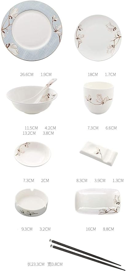 Chinese Flower Pattern Dinnerware Set Bone China Phnom Penh Plates and Bowls Set for Restaurant and Wedding Gifts Dinnerware Plates Set (2)