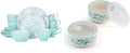 Pfaltzgraff Venice 16-Piece Stoneware Dinnerware Set Service for 4 and 6in Storage Bowls Aqua/White