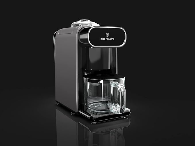 ChefWave Milkmade Non-Dairy Milk Maker 6 Plant-Based Programs Auto-Clean Almond Oat Soy Cashew Coconut Macadamia 1000W (Silver/Black)