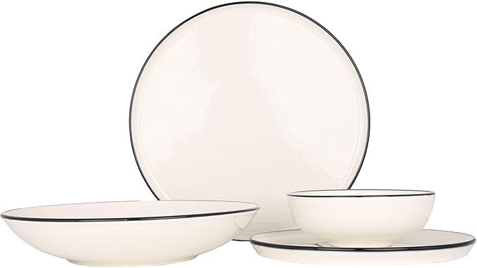 Dinnerware sets - Black Line - 24 pieces - 6 People - Porcelain
