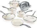 12/15 Pc Ceramic Pots and Pans Set Non Stick Kitchen Cookware Sets Ceramic Cookware Set12 Pc Set Cream-12 Pc Set - Cream-A