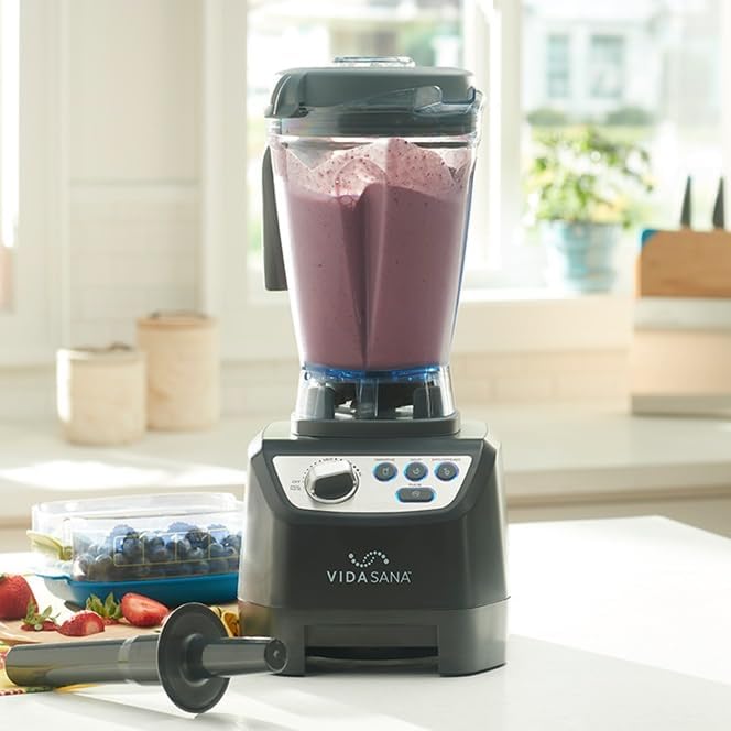 Princess House Vida Sana Blender for Smoothies Soups Dips and More 1500 Watts Stainless Steel Blade 4 Preset Functions Large Grey Professional Blender Easy Clean